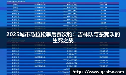 2025城市马拉松季后赛次轮：吉林队与东莞队的生死之战